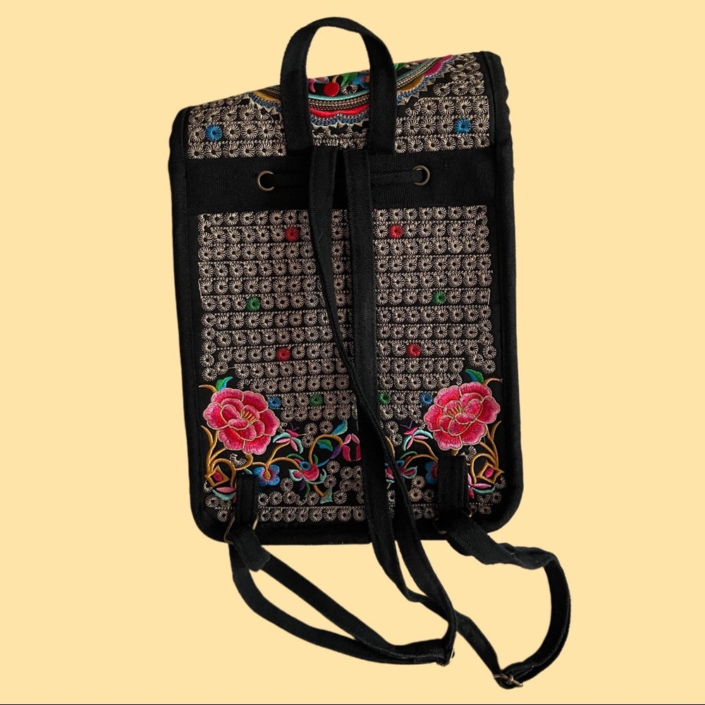 ❌(stolen) Like-new/EUC Boho Embroidered Rose Pattern Travel Small Backpack - Picture 6 of 7